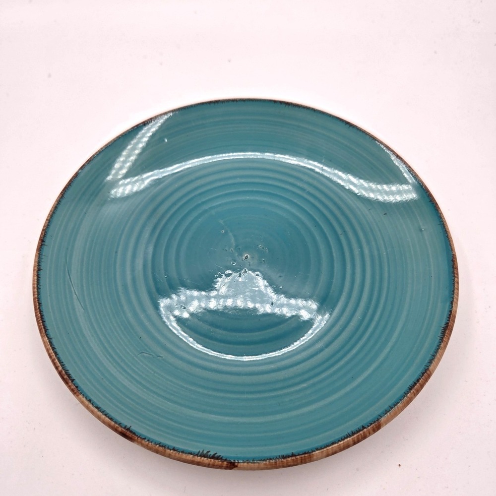 Royal Norfolk Turquoise Swirl Salad Bread Plate Stoneware 7.5"